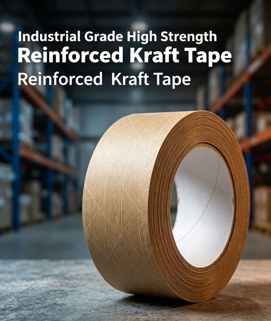 Self Adhesive Waterproof PE Film Laminated Fiber Reinforced Kraft Paper Tape
