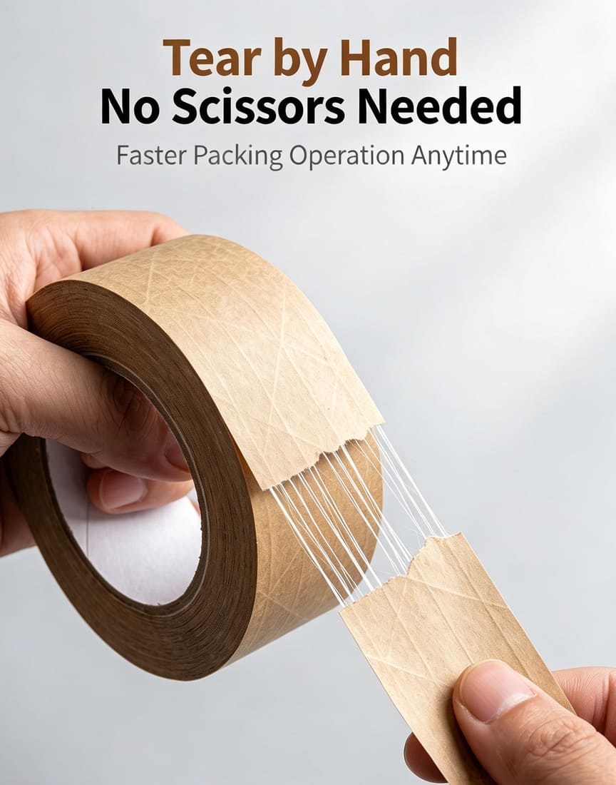 Self Adhesive Waterproof PE Film Laminated Fiber Reinforced Kraft Paper Tape