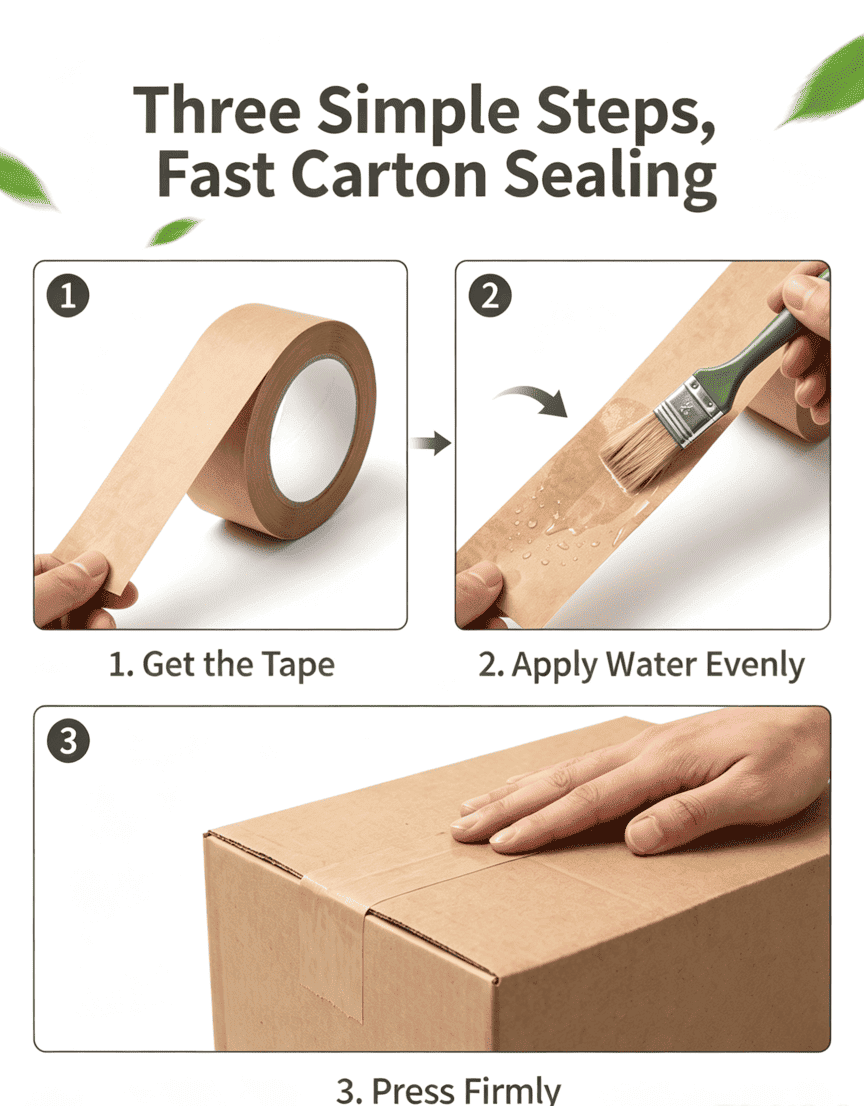 Eco-Friendly Water-Activated Brown Kraft Paper Tape