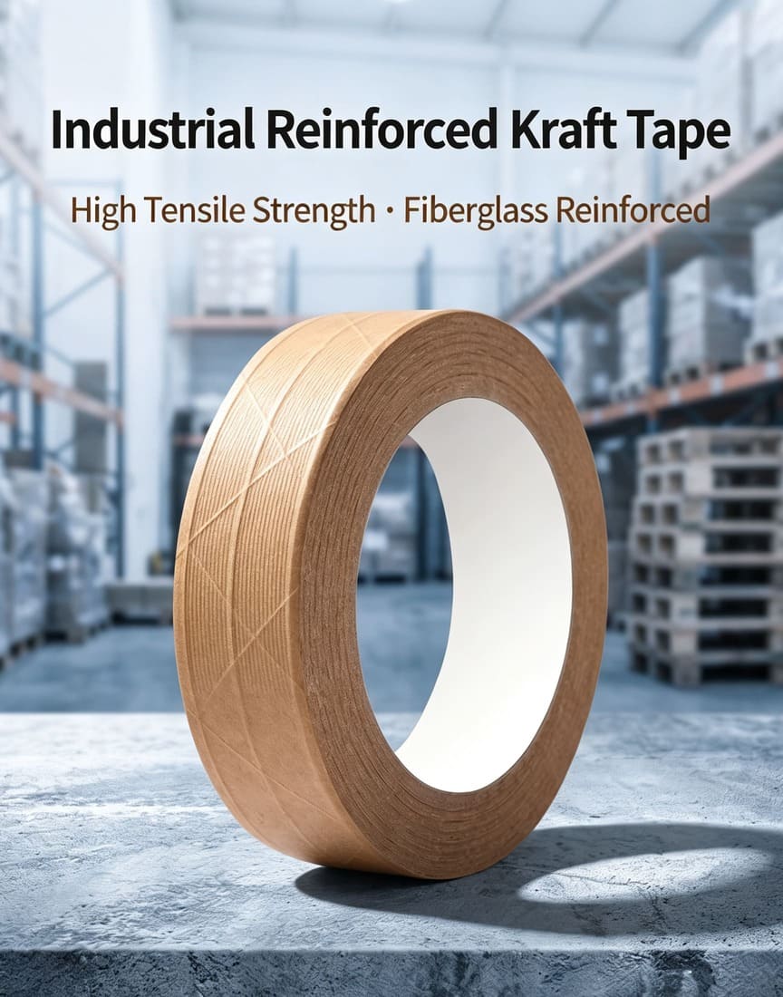 Fiberglass Reinforced Kraft Paper Tape For Heavy Carton Sealing