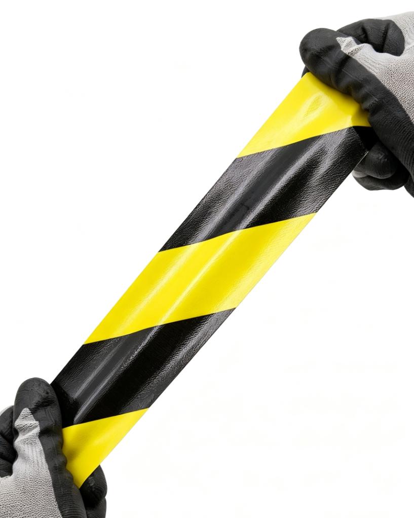 Black Yellow Diagonal Stripe Cloth Duct Warning Tape For Floor Safety Marking