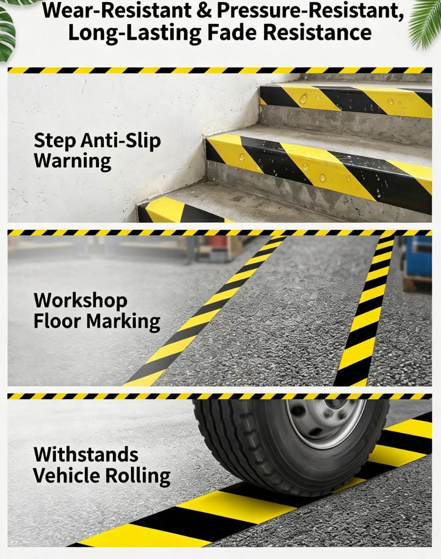 Black Yellow Diagonal Stripe Cloth Duct Warning Tape For Floor Safety Marking