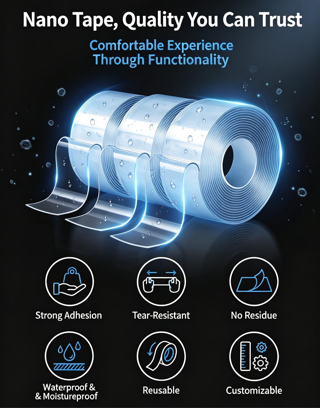 Transparent Double Sided Nano Grip Tape