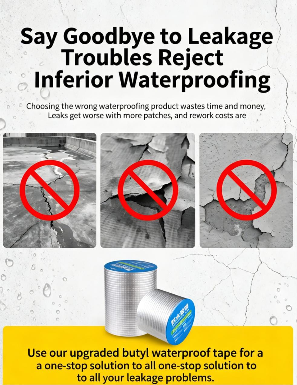 Super Sticky Leak‑Proof Butyl Tape for Roof Cracks, Gutter, Marine Repair