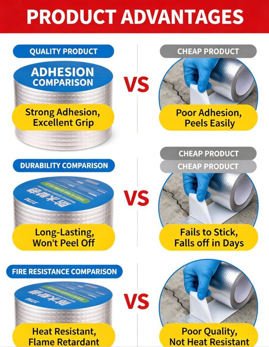 Super Sticky Leak‑Proof Butyl Tape for Roof Cracks, Gutter, Marine Repair