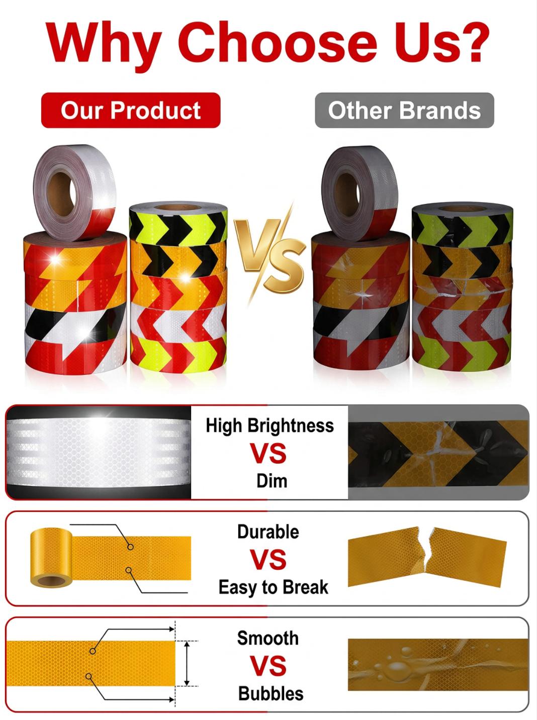 High Visibility PVC Reflective Adhesive Tape for Car Truck Trailer Safety Warning