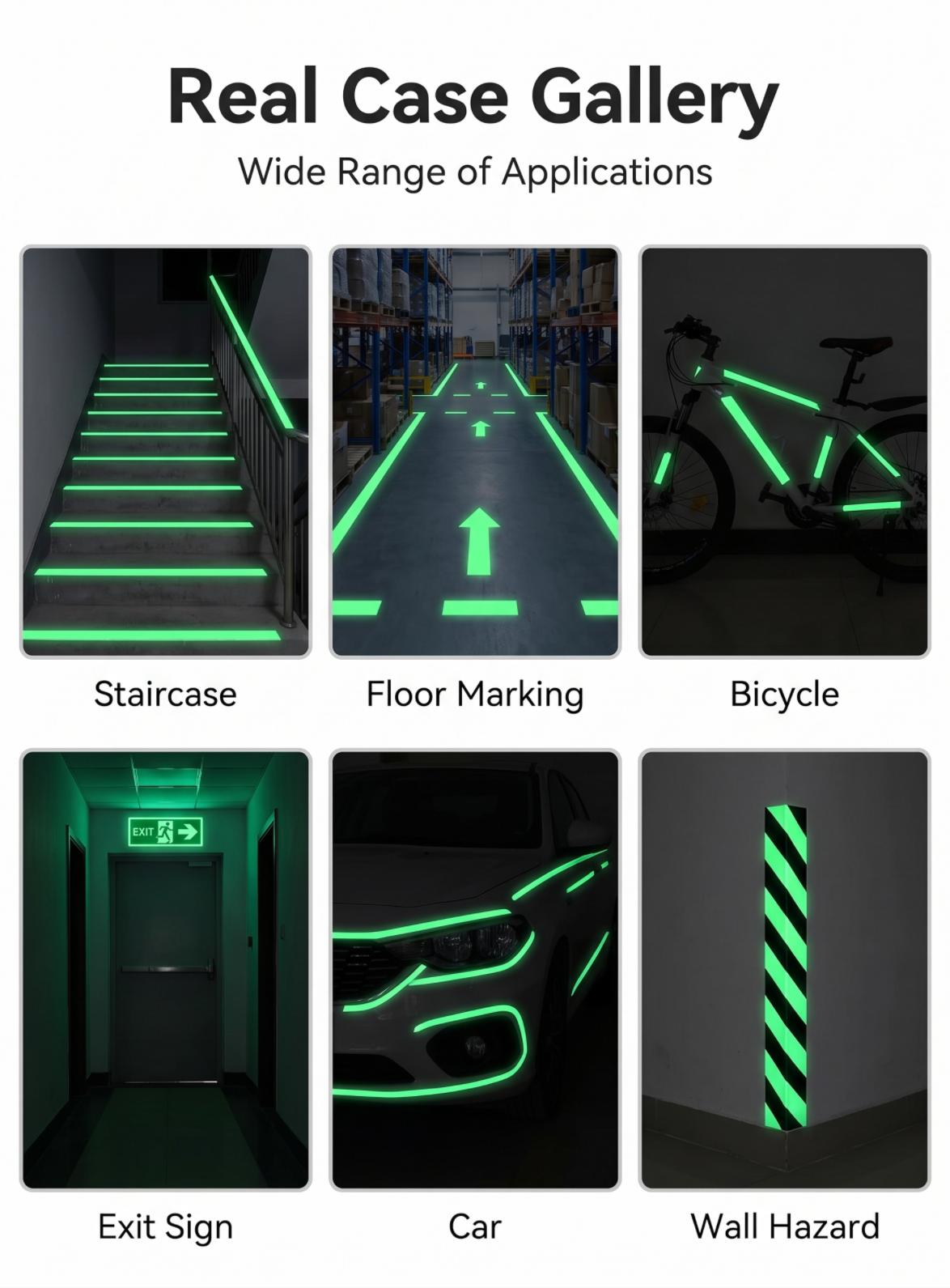 Self-Adhesive Photoluminescent Safety Warning Tape Glow in the Dark