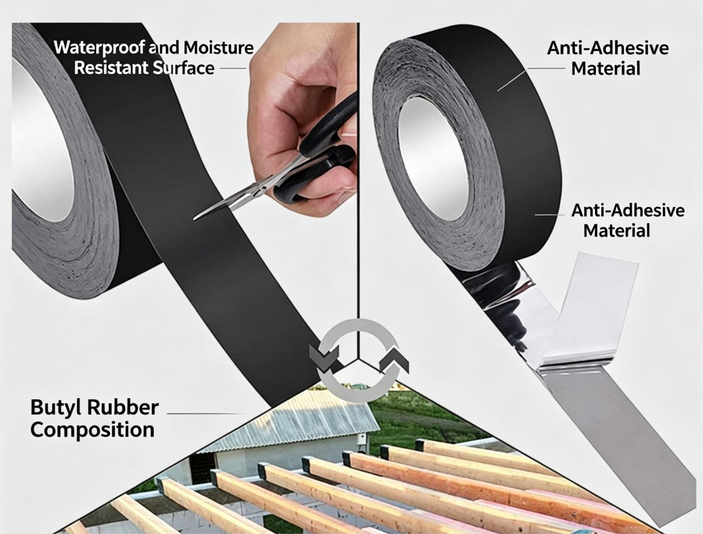 Self‑Adhesive Deck Joist Flashing Tape for Wood Beams Screw Hole Sealing